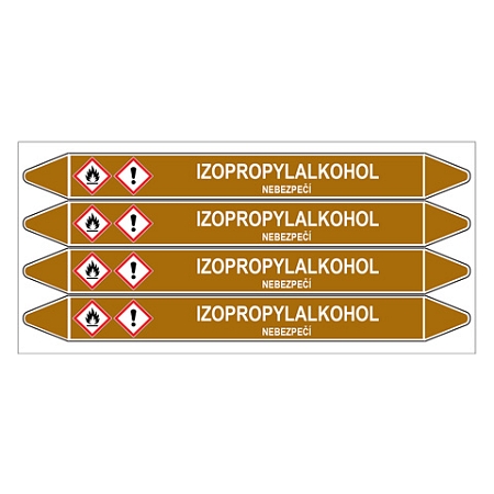 Značení potrubí, izopropylalkohol,4 ks, 250 × 26 mm